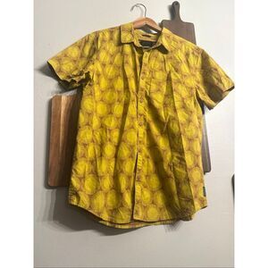 PrAna retro circle design button up short sleeve size Small